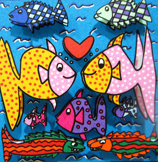 Fish can fall in love;3D-Grafik, 350 Exemplare,;6 x6 cm;330 - Galerie Wroblowski